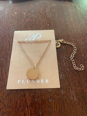 Plunder Design Rose gold-tone Disc Pendant Necklace. 18” + 3” extension. New.